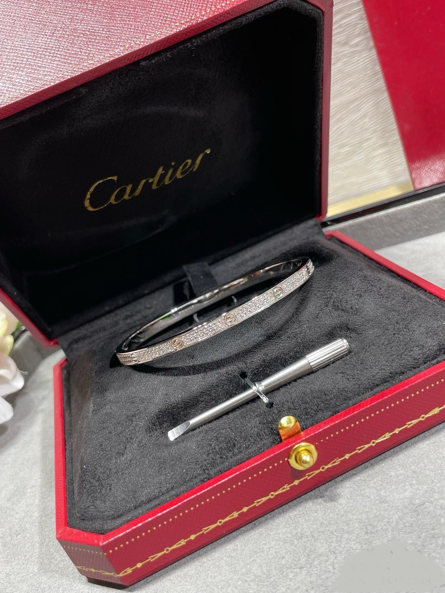 14k White Gold Love Bracelet/Small