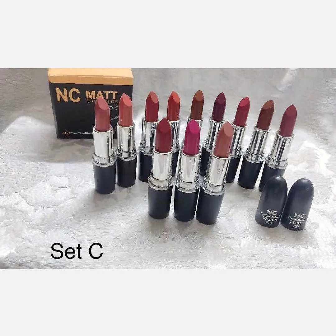 12pcs NC Mac Lipsticks Set Waterproof & Long Lasting Matte Lipsticks