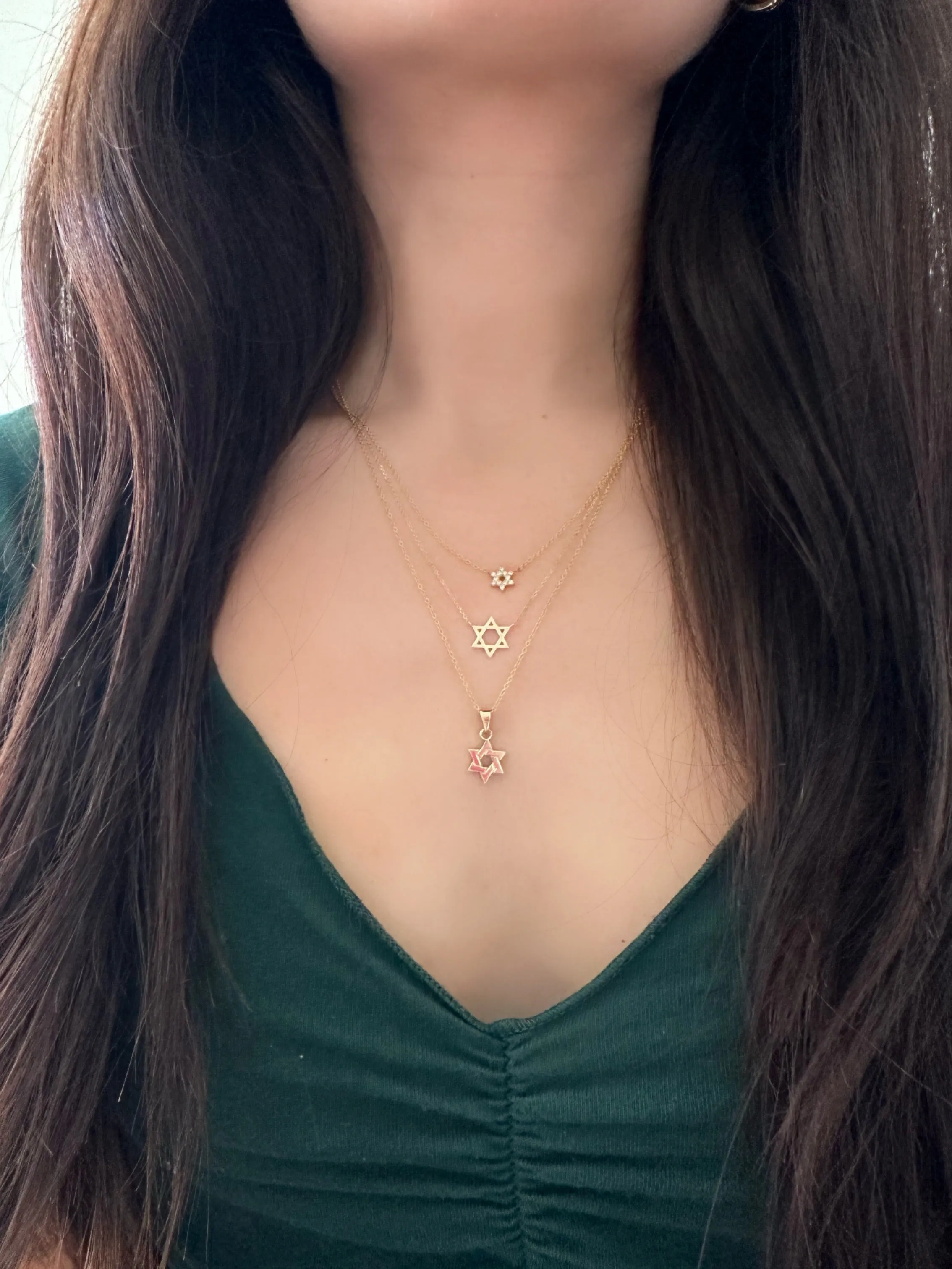 14 Karat Gold Star of David Necklace