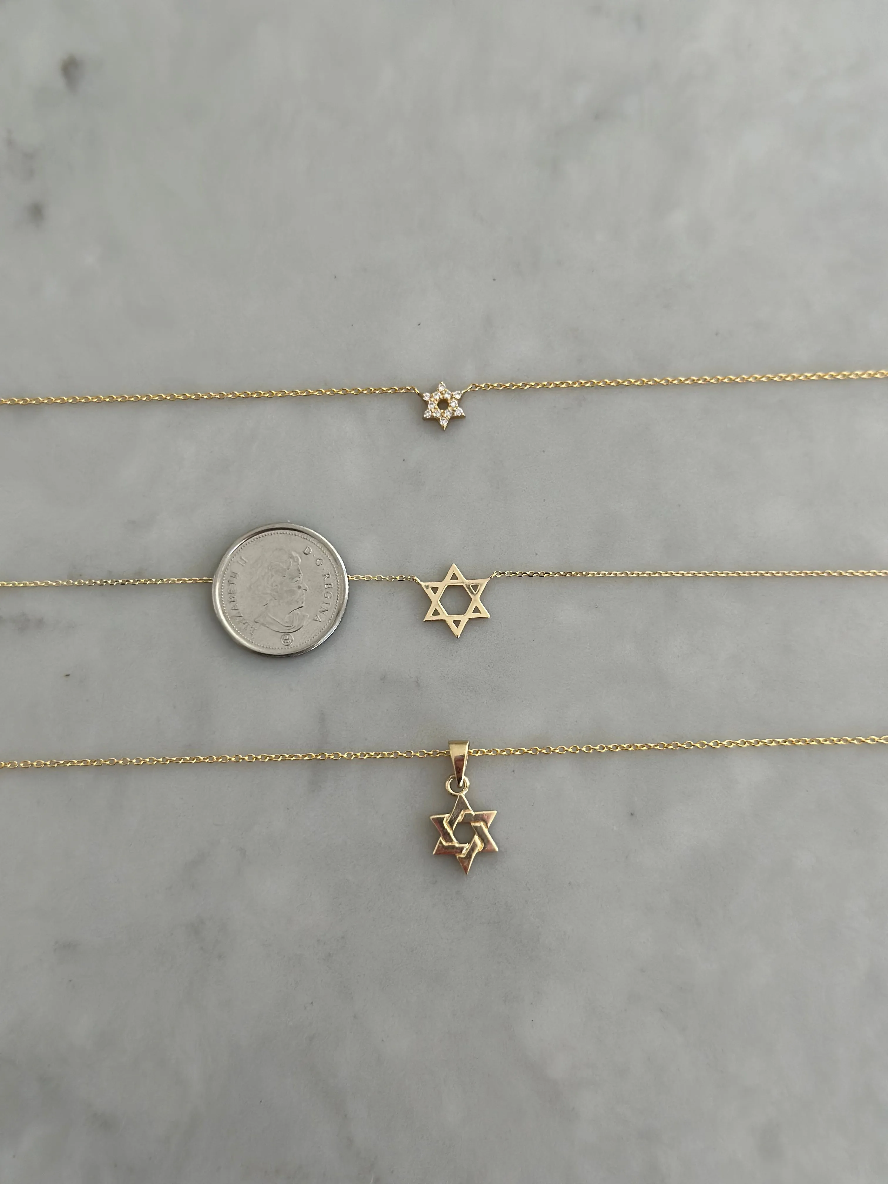 14 Karat Gold Star of David Necklace