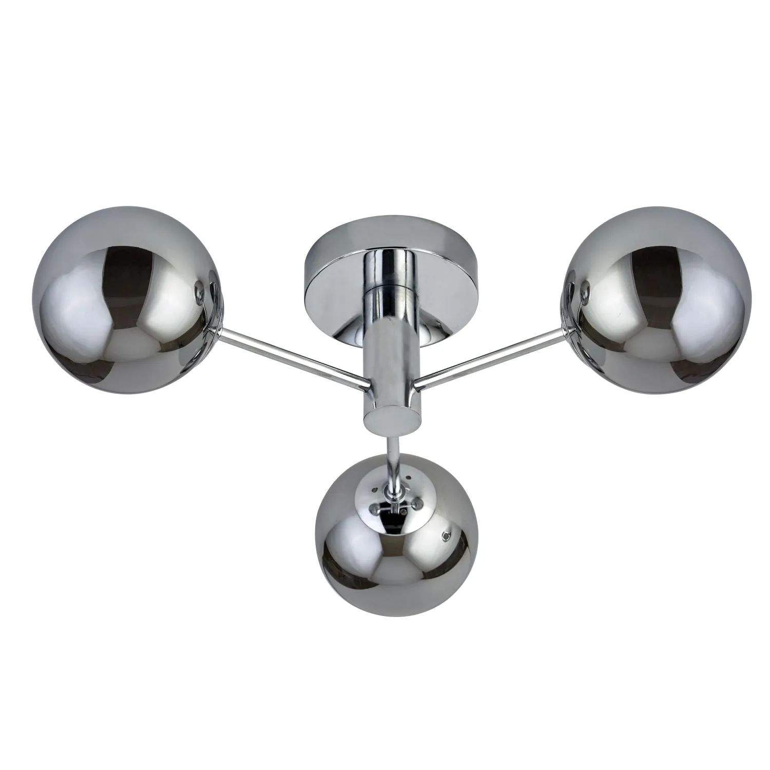 3 Light Chrome Ceiling Light With Smokey Glass Shade