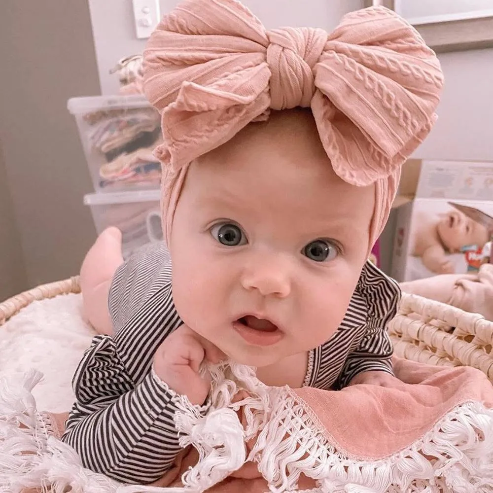 Baby Top Knot Double Bow Headband Lipstick