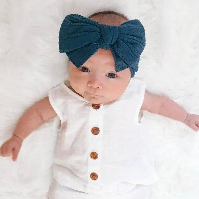 Baby Top Knot Double Bow Headband Lipstick