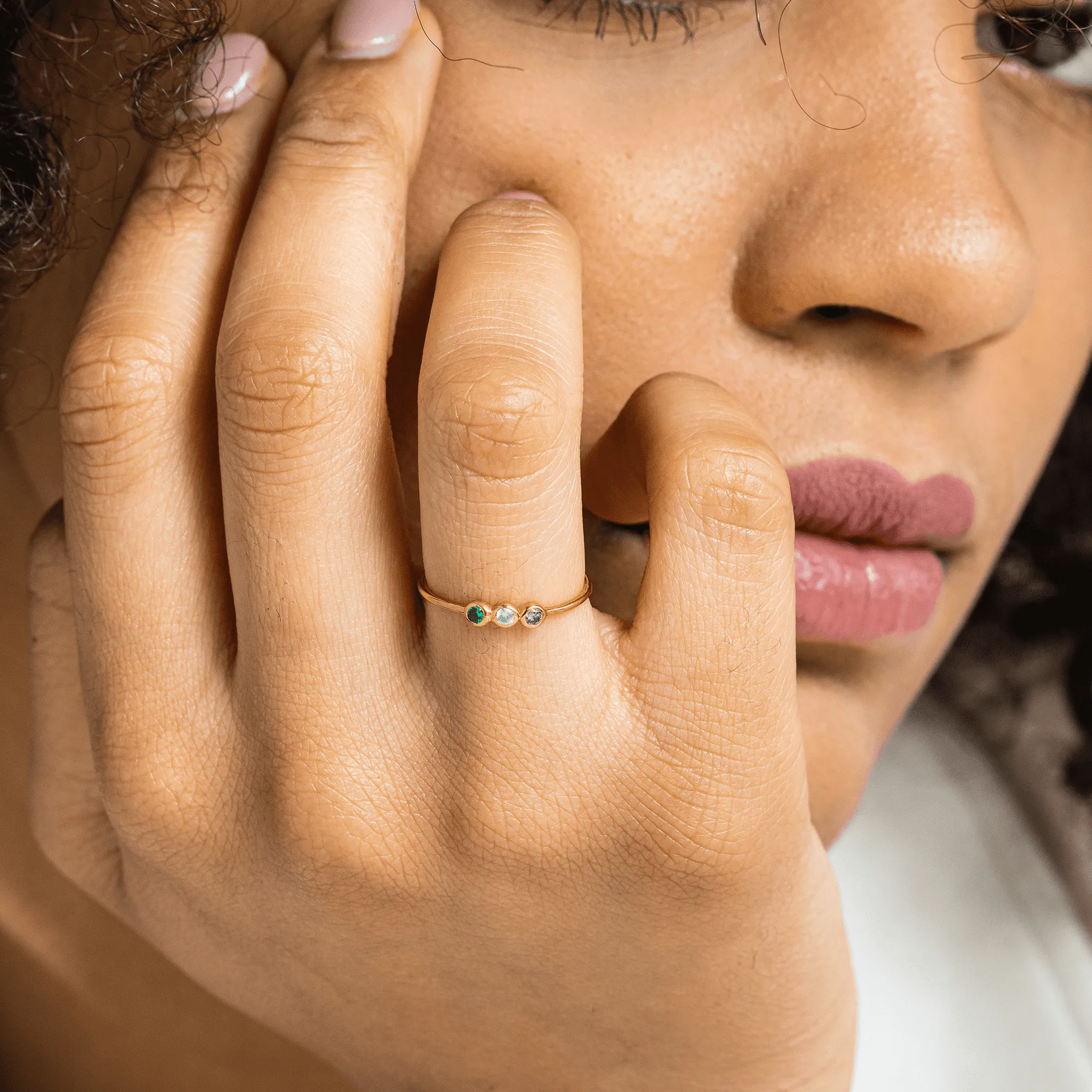 Birthstone Bar Ring - 14K Yellow Gold