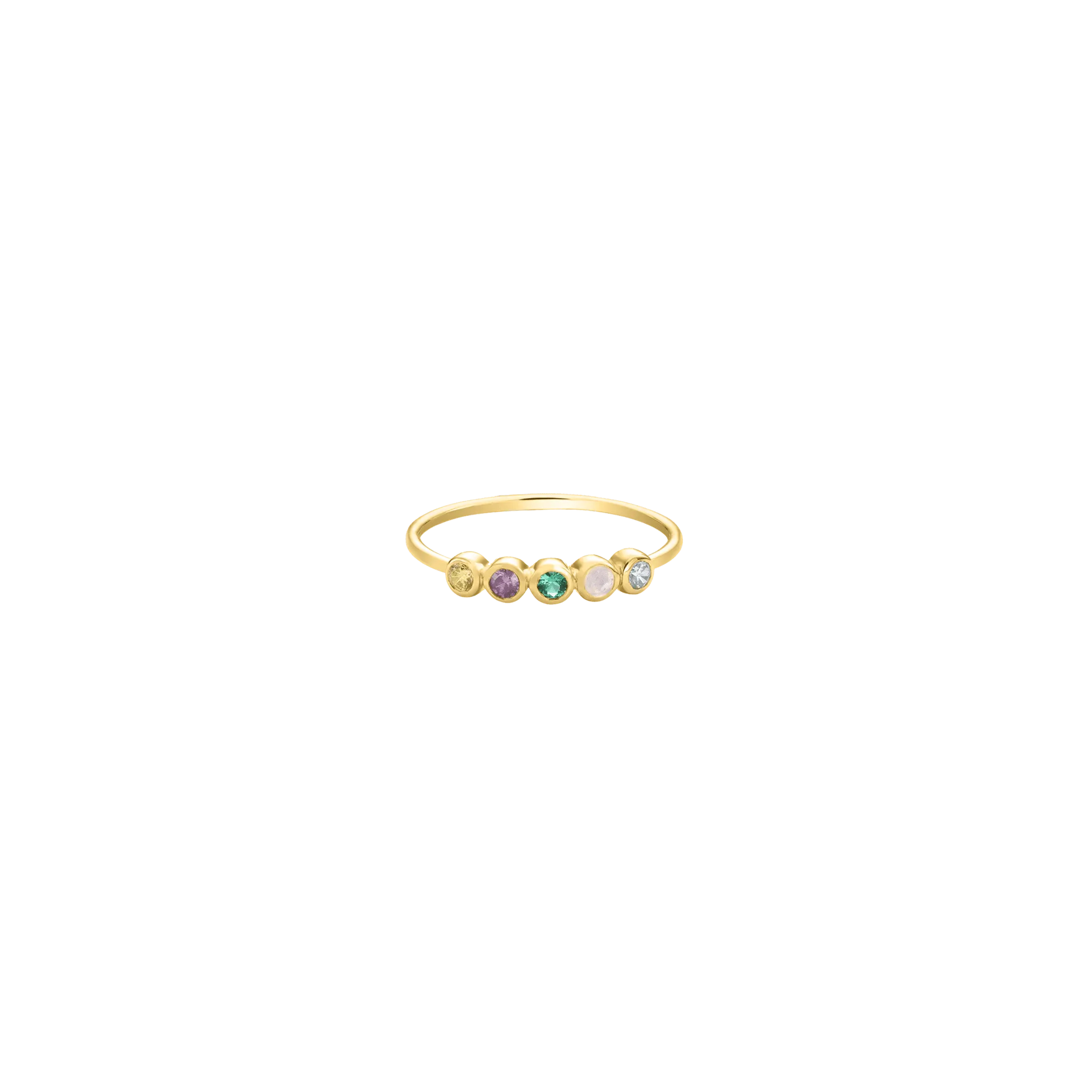 Birthstone Bar Ring - 14K Yellow Gold