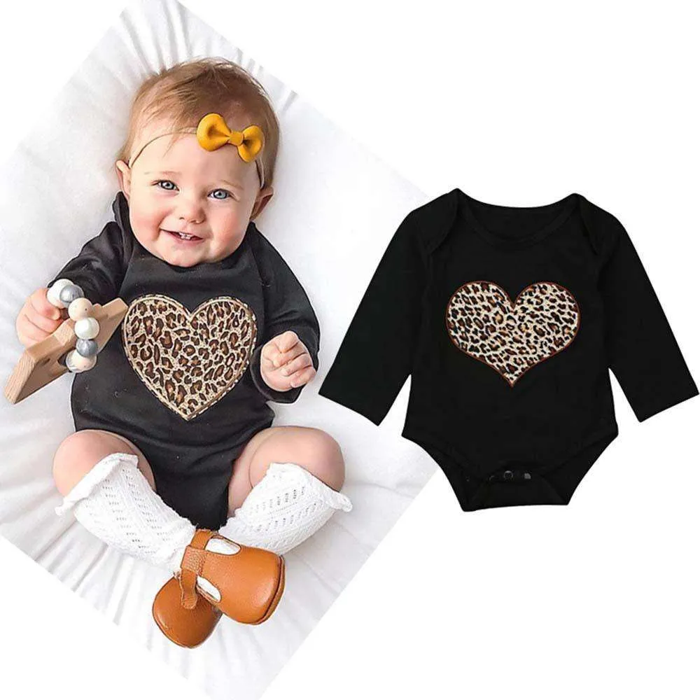 Black Leopard Heart Long-Sleeved Bodysuit (MRK X)