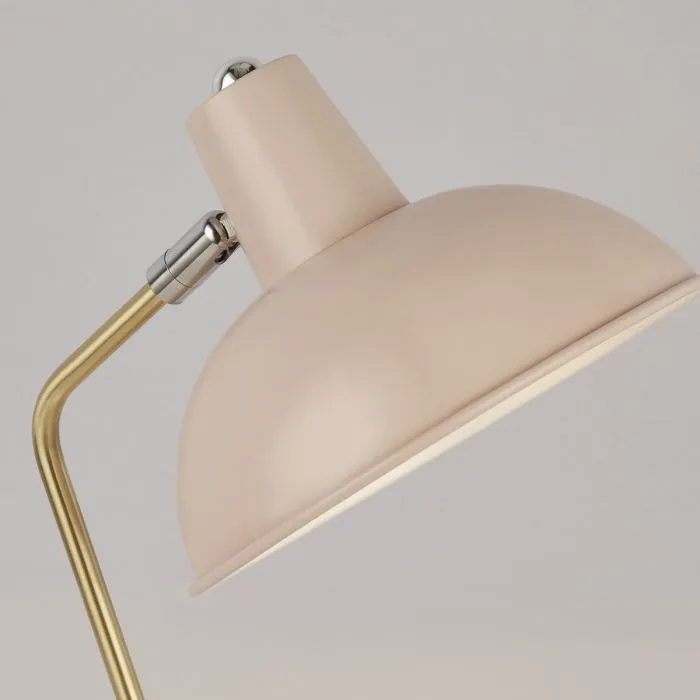 Blush Pink Task Lamp With Pale Gold Stem