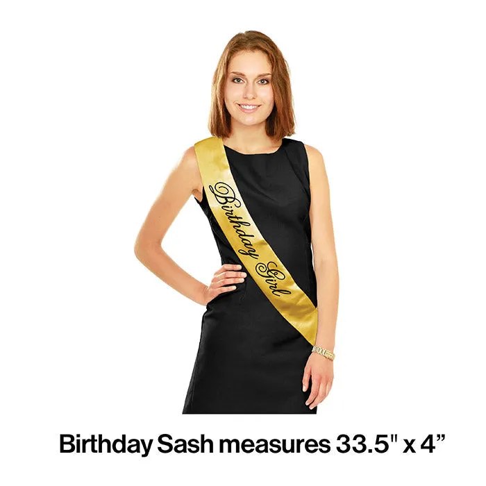 Bulk Black and Gold Birthday Sashes (12 per Case)