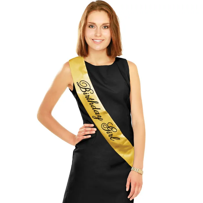 Bulk Black and Gold Birthday Sashes (12 per Case)