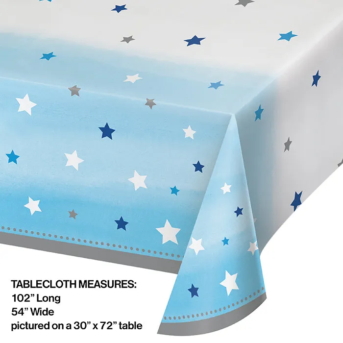 Bulk One Little Star Boy Plastic Table Covers (6 per Case)