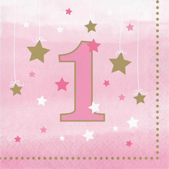 Bulk One Little Star Girl 1st Birthday Luncheon Napkins (192 per Case)