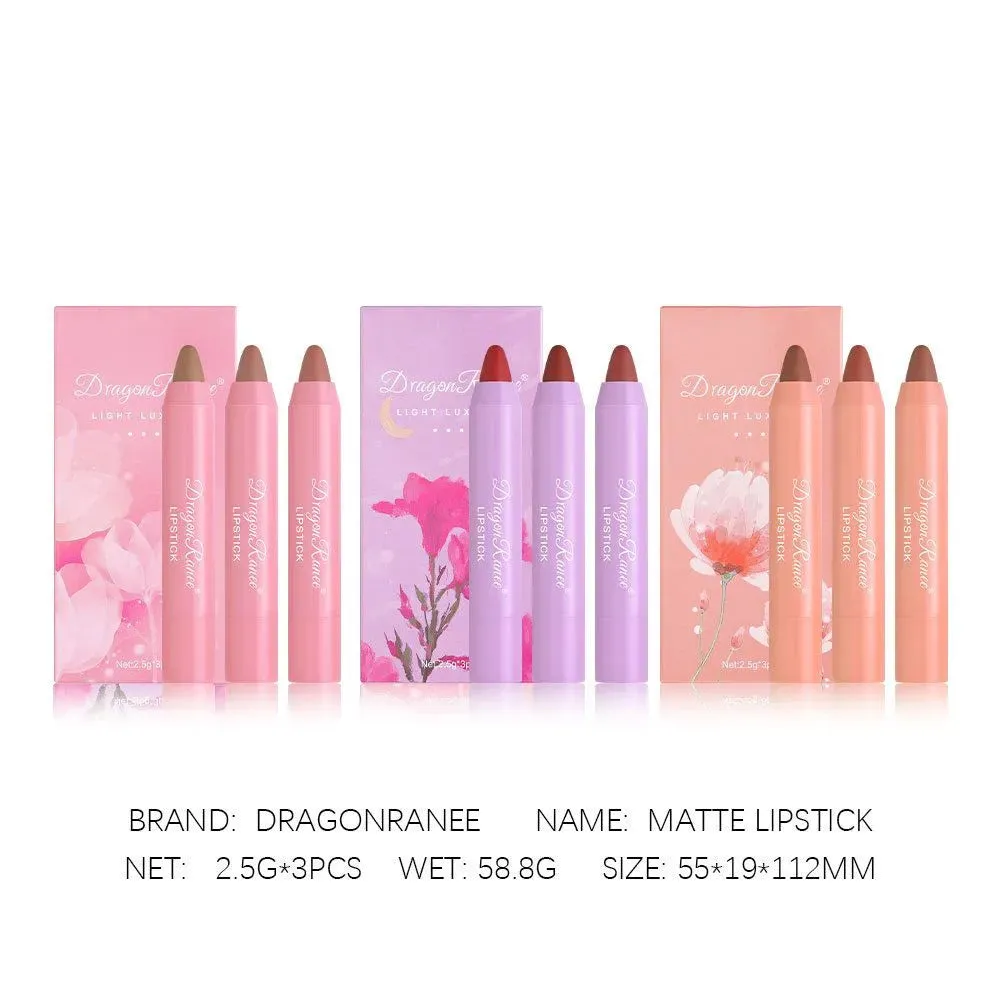 DRAGON RANEE 3pcs/set Matte Lipstick Pen Long Lasting Lipstick