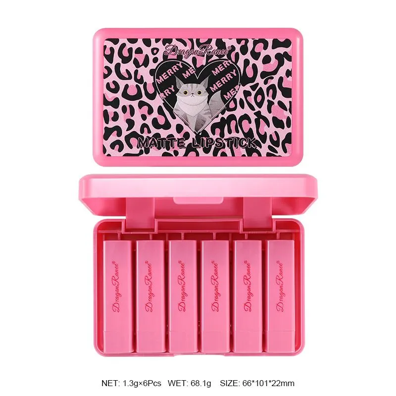 Dragon Ranee Leopard Print Velvet Matte Lipstick 6pcs Set DR26