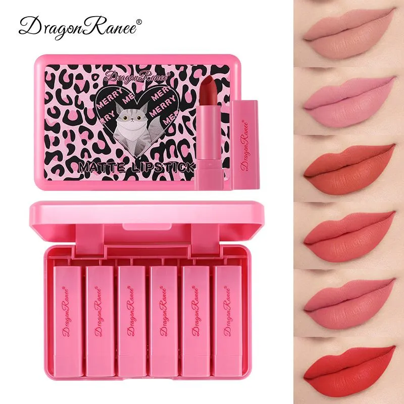 Dragon Ranee Leopard Print Velvet Matte Lipstick 6pcs Set DR26