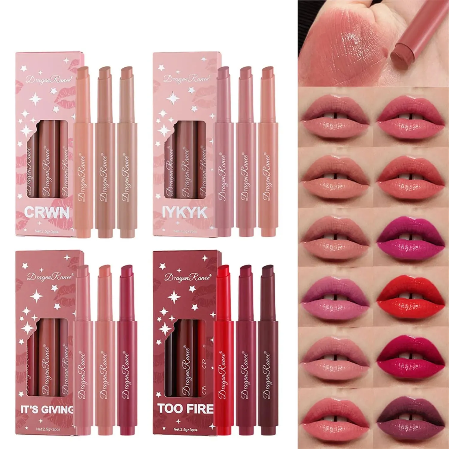 Dragon Ranee Pack of 3 Velvet Matte Lip crayon Lipstick D8017