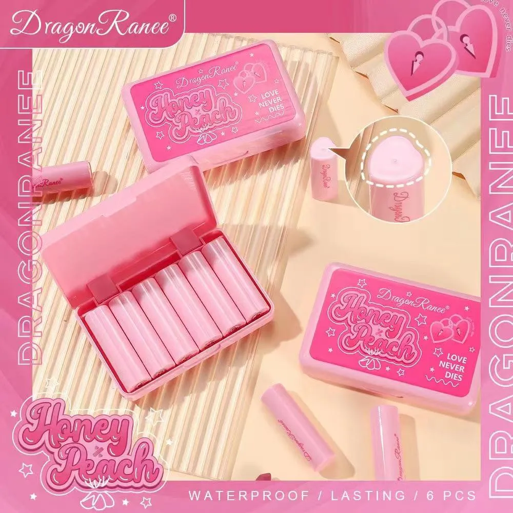 Drogan Ranee Honey Peach Set 6 Pieces Lipstick Long-lasting, Moisturizing And Matte Lipstick