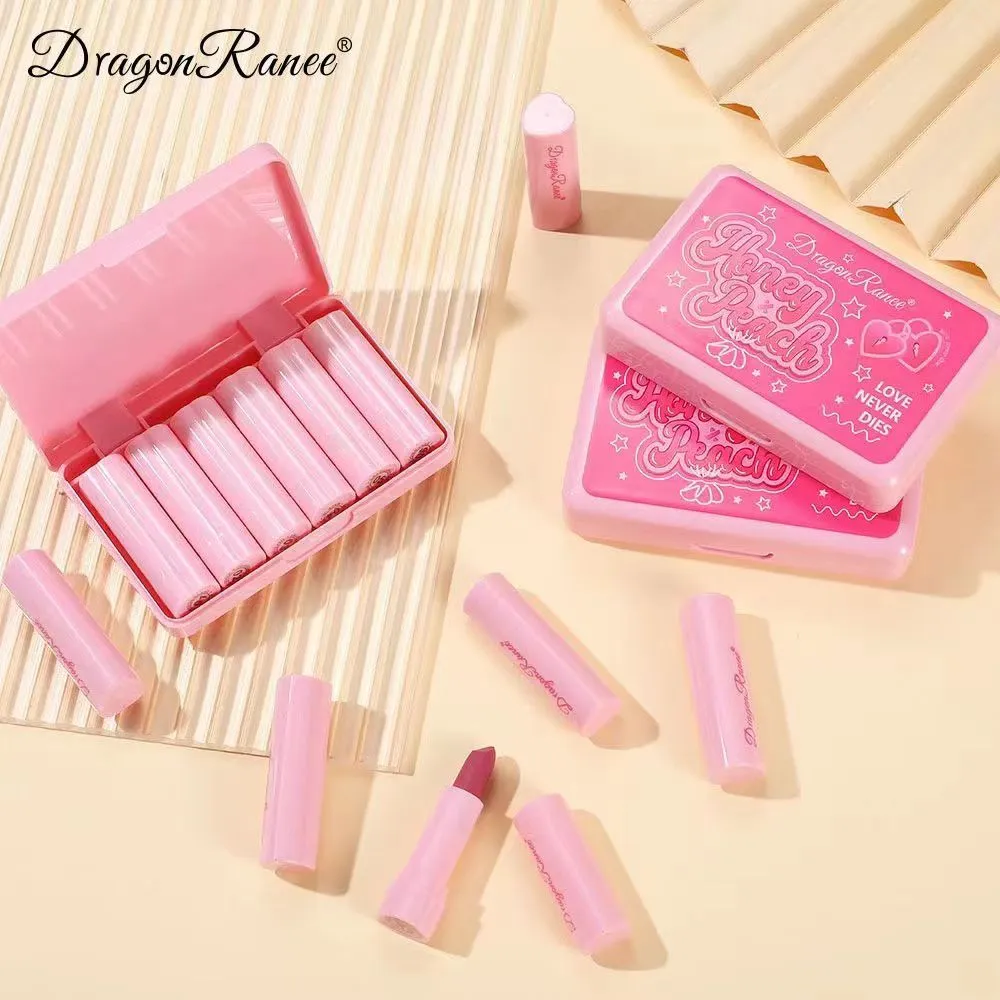 Drogan Ranee Honey Peach Set 6 Pieces Lipstick Long-lasting, Moisturizing And Matte Lipstick