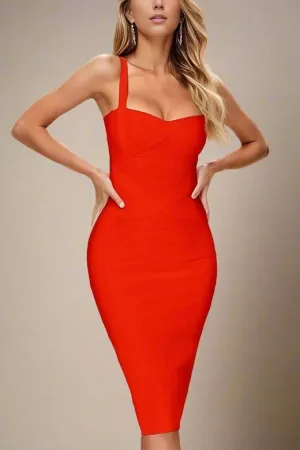 Heidi Bandage Midi Dress - Lipstick Red