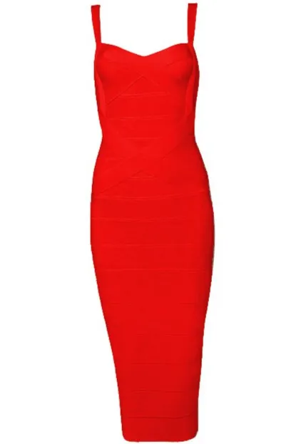 Heidi Bandage Midi Dress - Lipstick Red