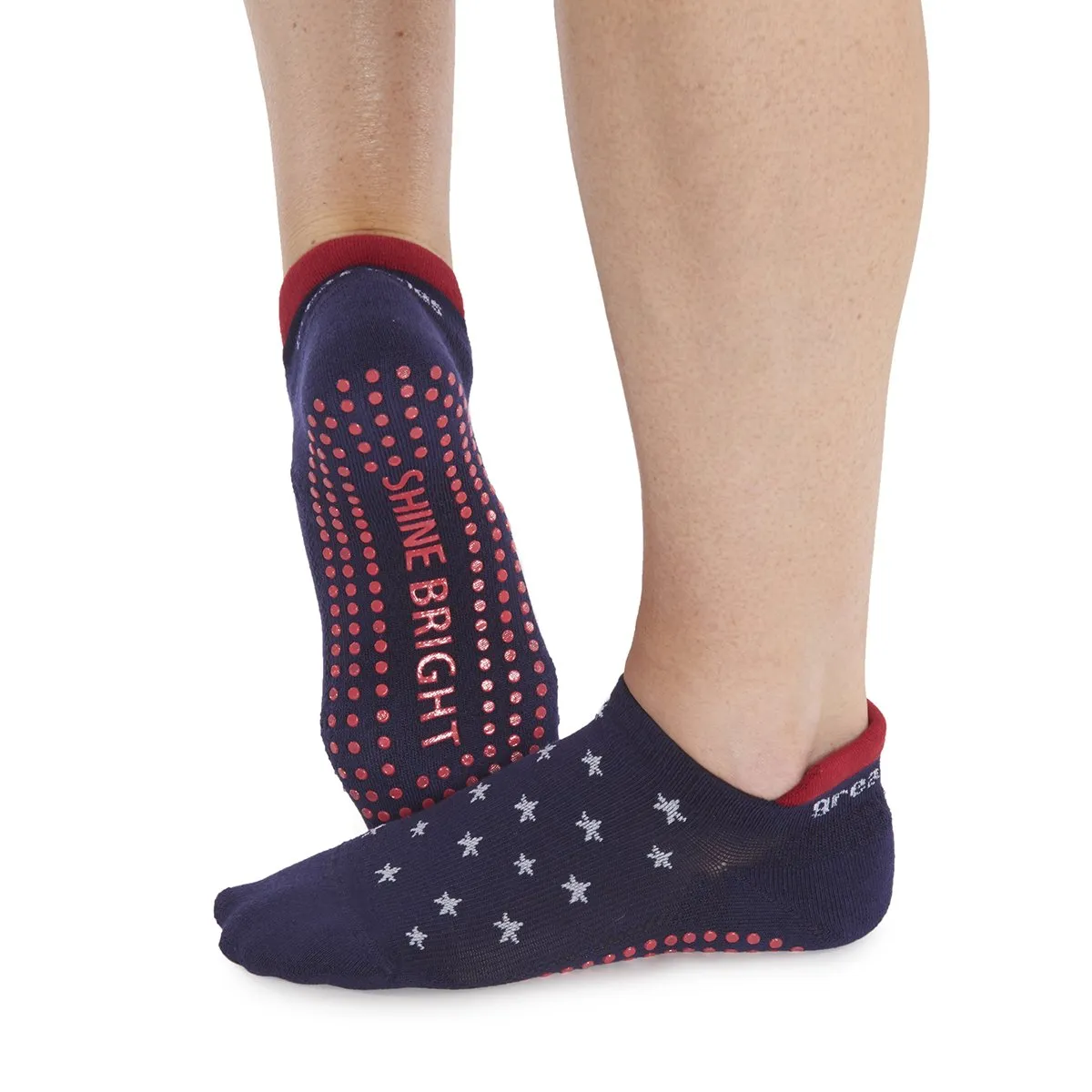 Lucy Tab Back Grip Sock - Stars Blue