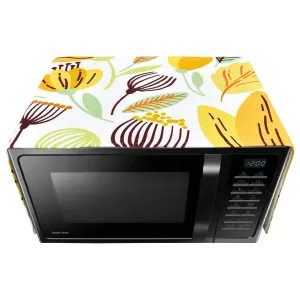 Microwave/Oven Top Cotton Cover (FABKUC) |Yellow Leaves cover