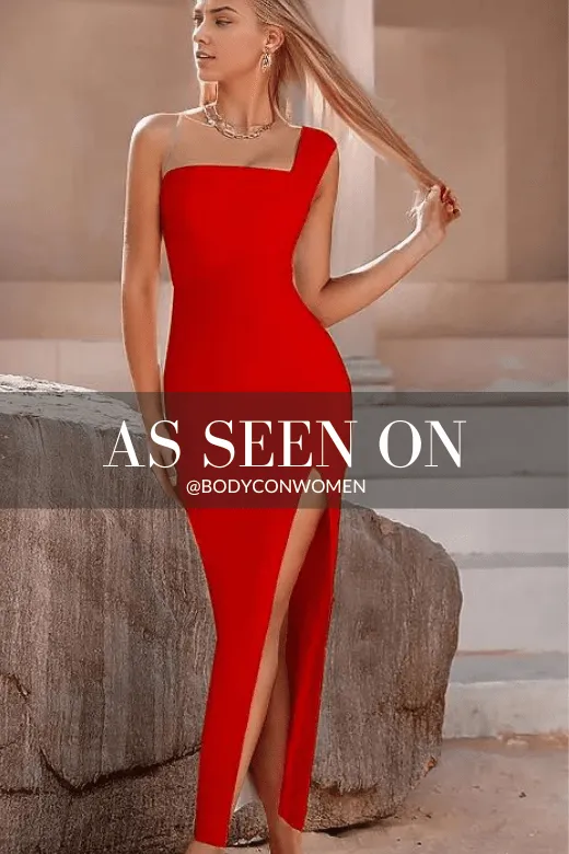 Selene Bodycon Midi Dress - Lipstick Red