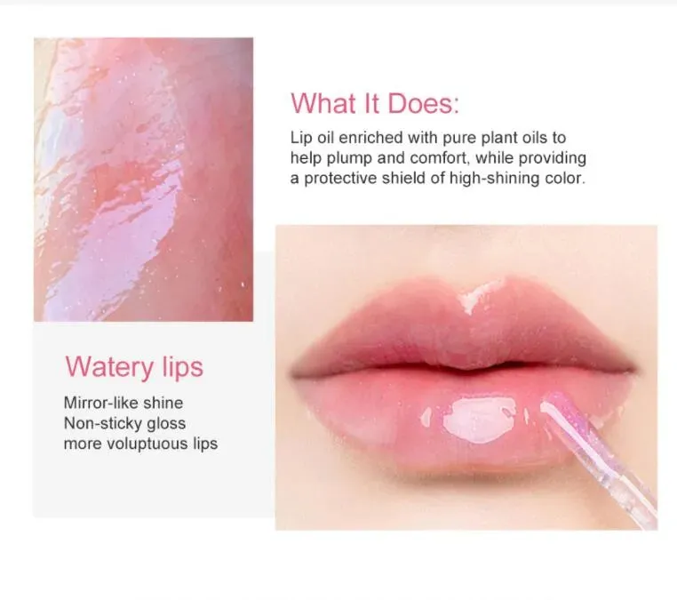 Shiny Oil Lip Gloss Mirror Water Lip Gloss Transparent Tinted Lip Oil Waterproof Lasting Liquid Lip Tint