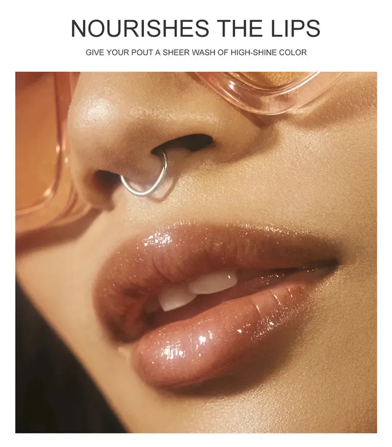 Shiny Oil Lip Gloss Mirror Water Lip Gloss Transparent Tinted Lip Oil Waterproof Lasting Liquid Lip Tint