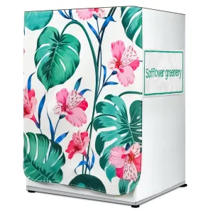 Washing Machine Cover (FABKUC) Front-Loading Machine |Safflower Green Leaves